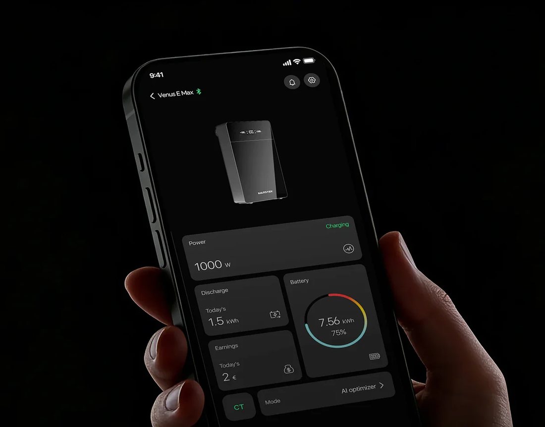 Marstek-app met de Venus E MAX